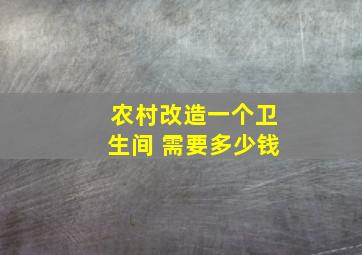 农村改造一个卫生间 需要多少钱